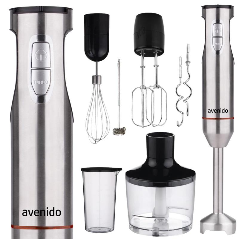 Image of Set With Vegetable Chopper, Hand Mixer, Milk Frother, Whisk For Whipped Cream, Hooks For , Liquid Speed Regulation, Settings, For Smoothie.