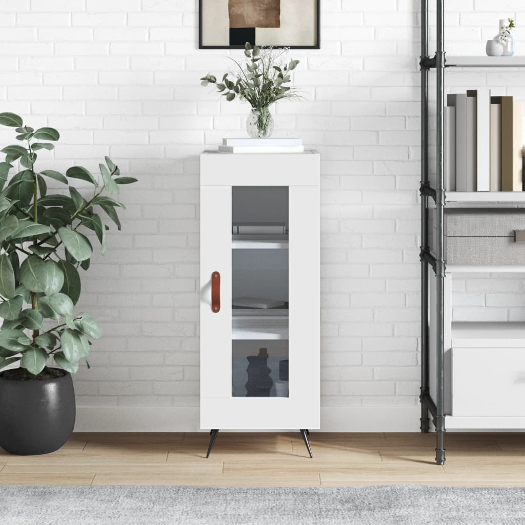 Image of Vidaxl Sideboard, Dresser With Storage Space, Side Cabinet Buffet For Living Room, Cabinet With Glass Door, Modern, White Wood Material