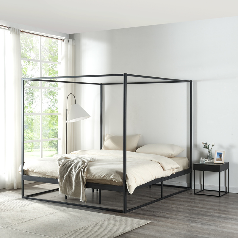 Kristianstad Canopy Bed With Metal Slatted Base, Black