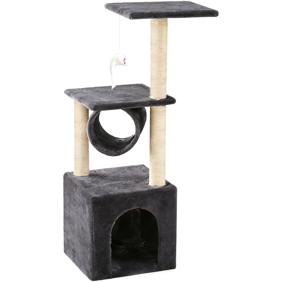 TEMU Cat Tree Tower For Indoor Cats With Condo Bed, Play Tunnel, Plush Platforms & Sisal Scratching Posts – Compact Multi Level Cat Furniture For