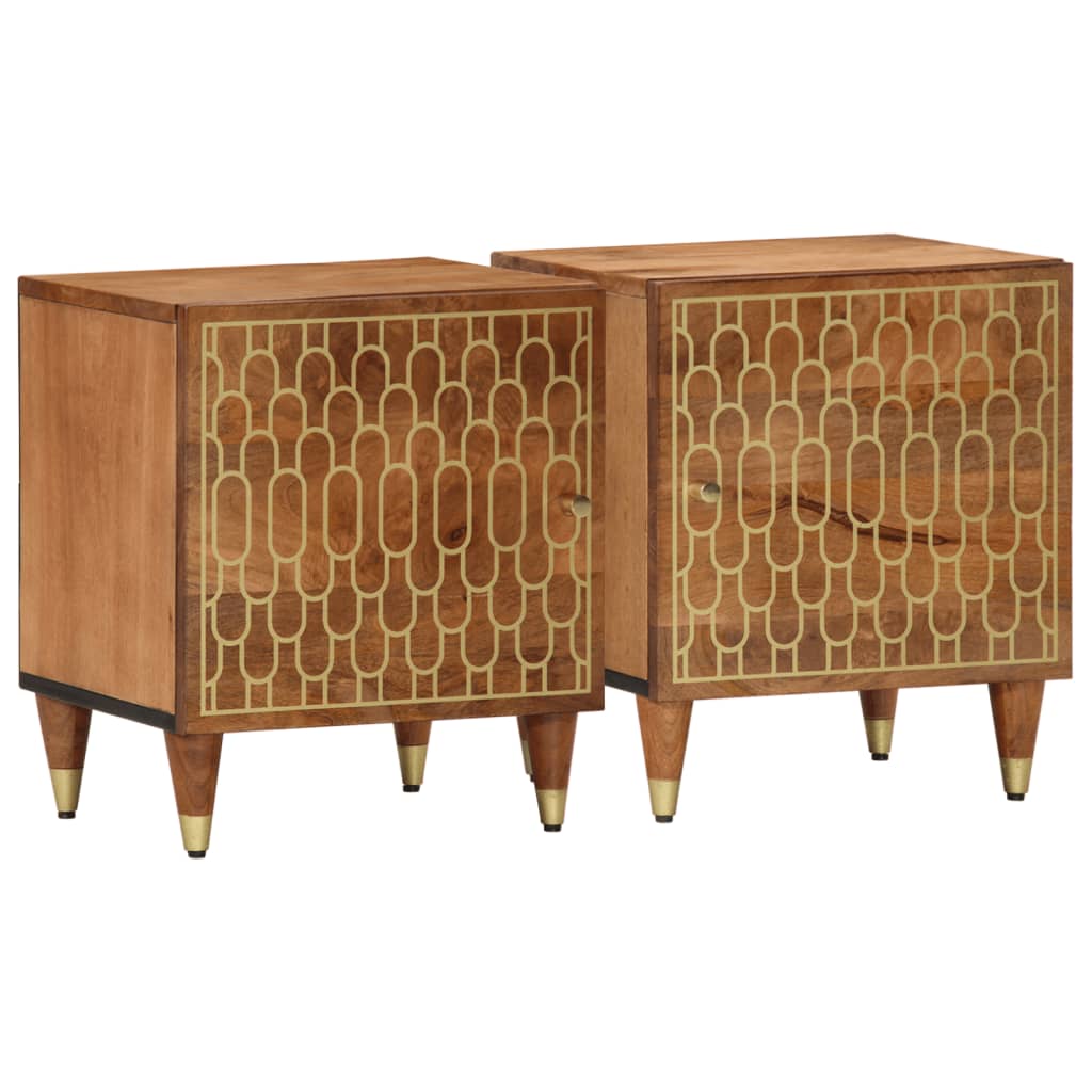 Vidaxl Tables De Chevet 2 Pcs 40X33x46 Cm Bois De Manguier Solide, Armoire, Meubles De Chambre, Support Téléphonique, Armoire D'appoint, Table De Nuit