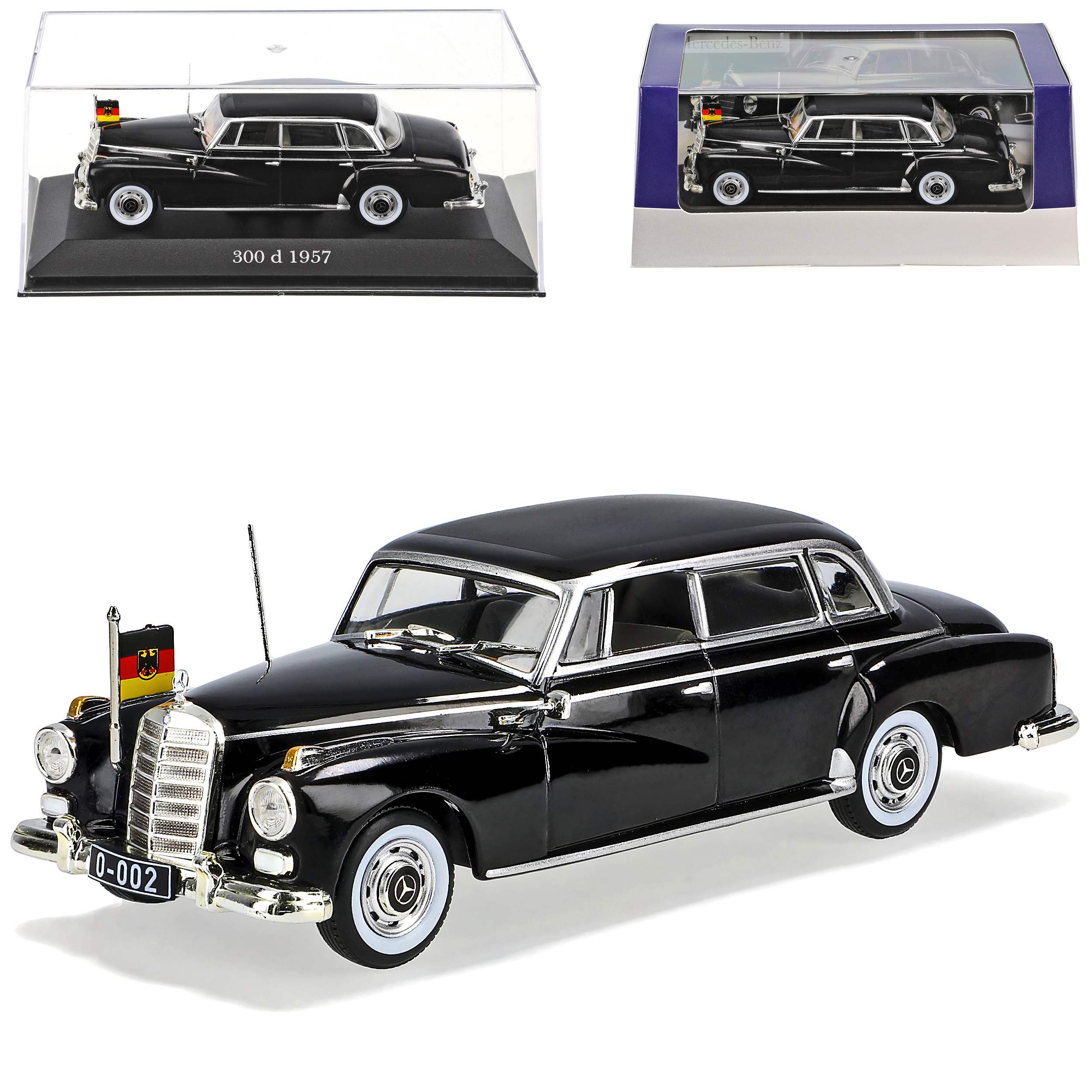 Mercedes-benz 300d W189 Adenauer With Flag 1957-1962 1/43 Atlas Model Car