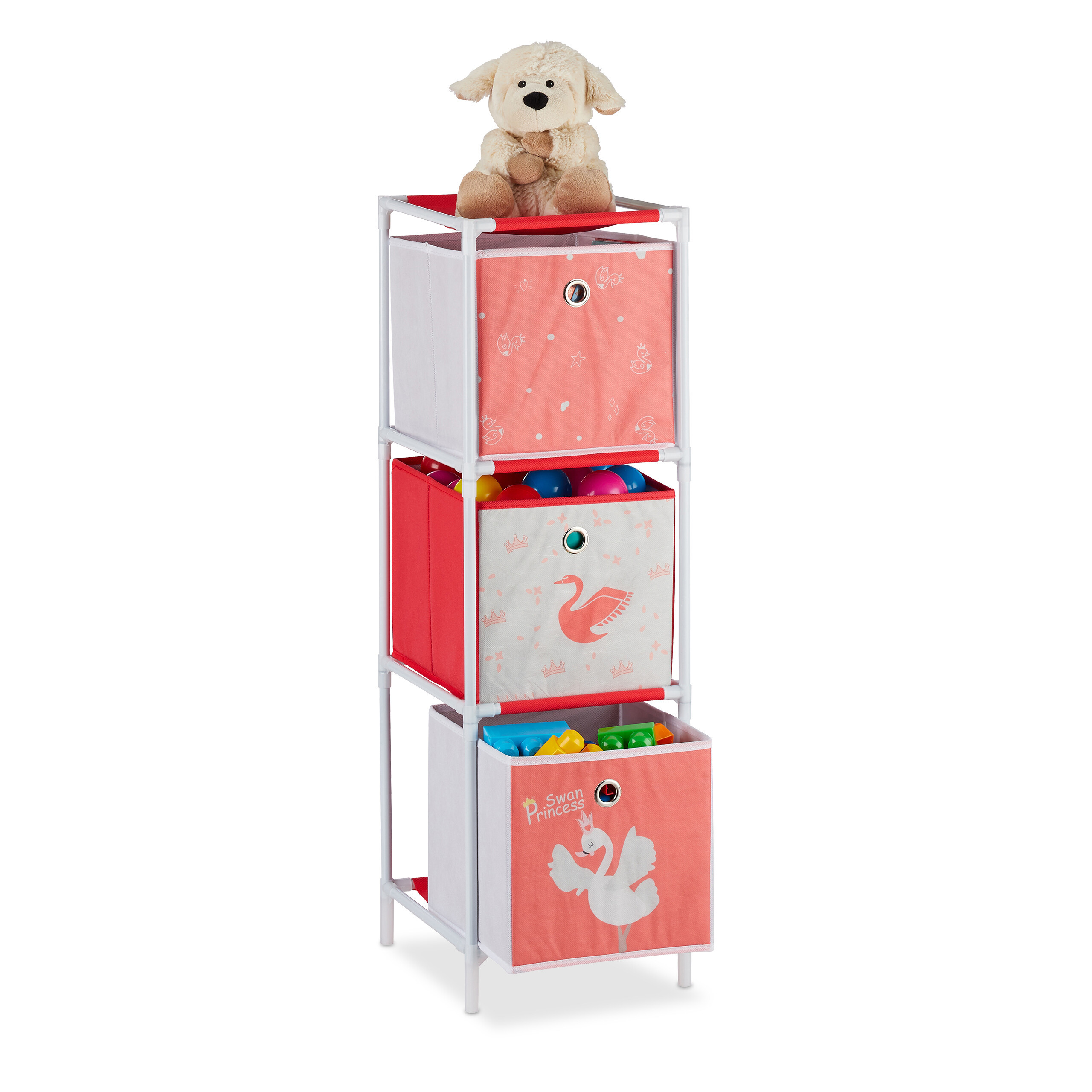 Children's Shelf Swan In White/red - (w)27.5 X (h)89 X (d)30 Cm