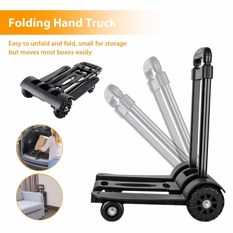 folding hand truck 75kg 4 wheel luggage sack trolley lightweight alloy with 2 elastic ropes for shopping details 4