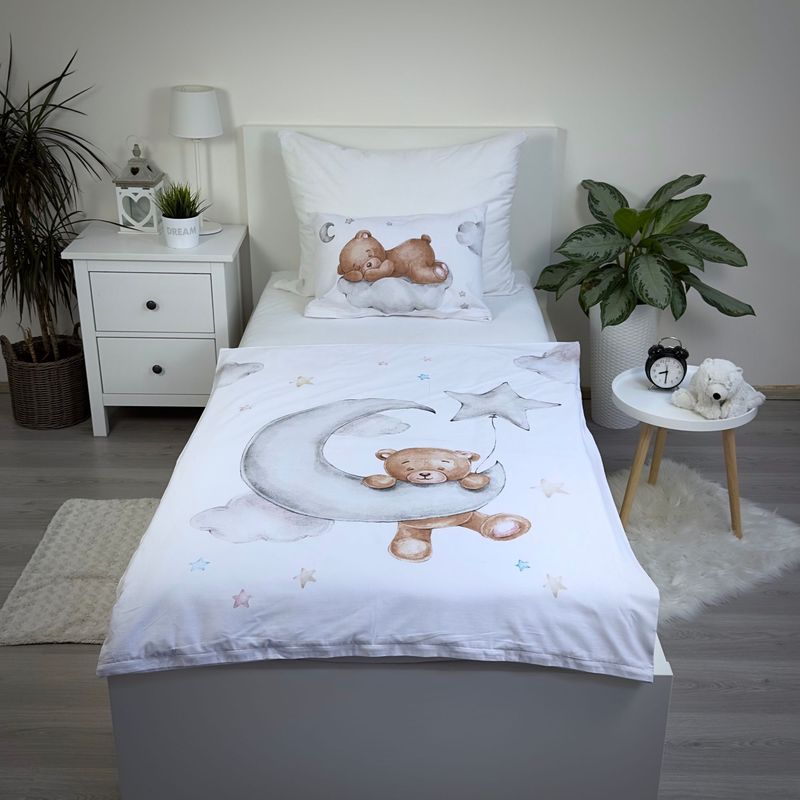 E-shop Junior Bettwäsche mit Teddy auf Wolke 100x135 cm 100% Baumwolle