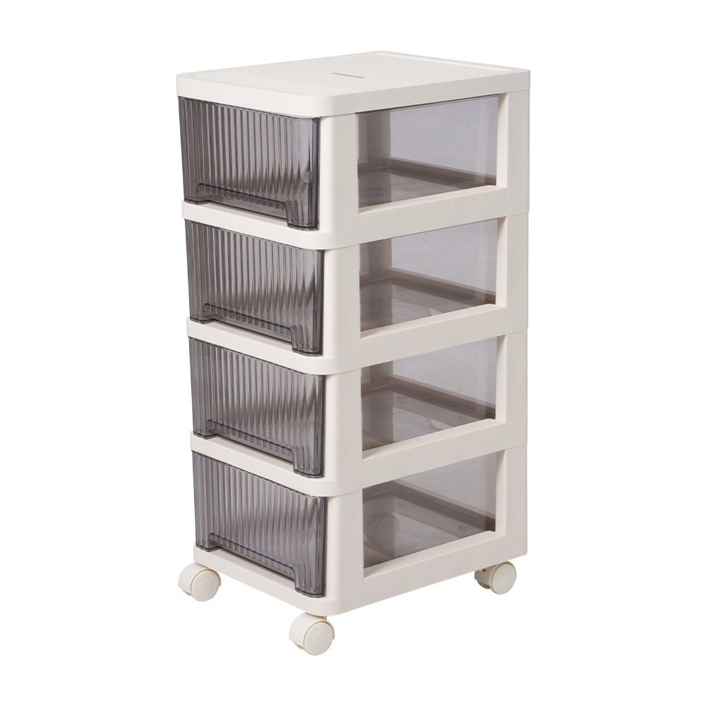 4 Layers Plastic Storage Drawers on Wheels