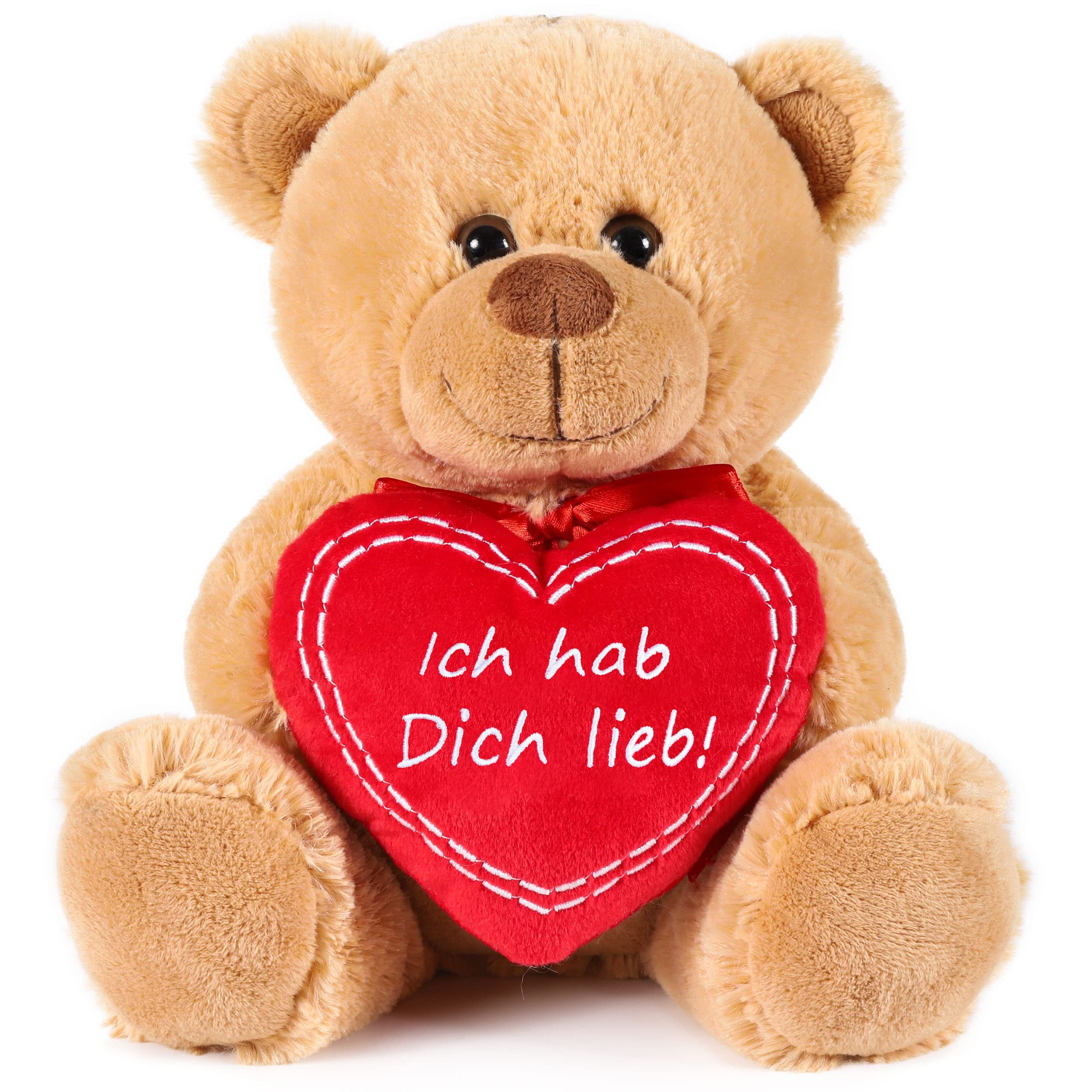 Image of Brubaker Teddy Plush Bear With Red Heart - I Love You - 25 Cm - Teddy Bear Plush Stuffed Animal - Light Stuffed Toy