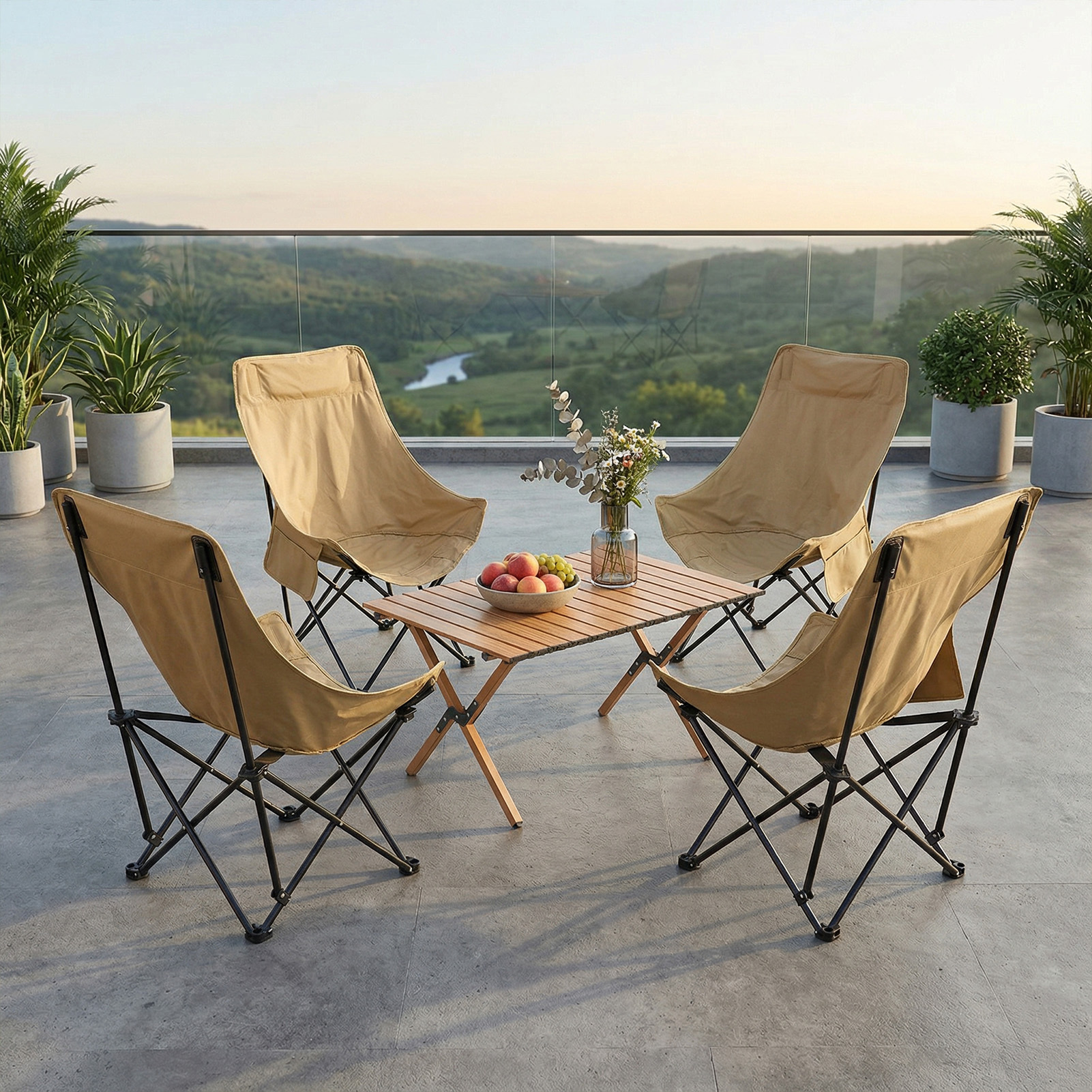 5pcs Outdoor Portable Table and Chairs Set