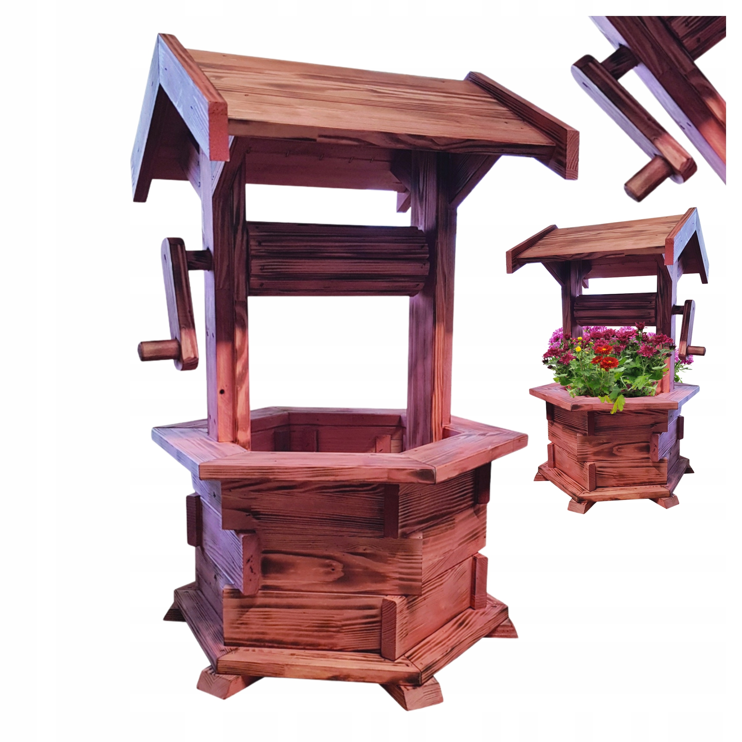 Studnia ogrodowa drewniana do ogrodu -60cm, drewniany wygląd naturalny, do ogrodu i na działkę, codzienna wygoda,…: retailer-supplied image