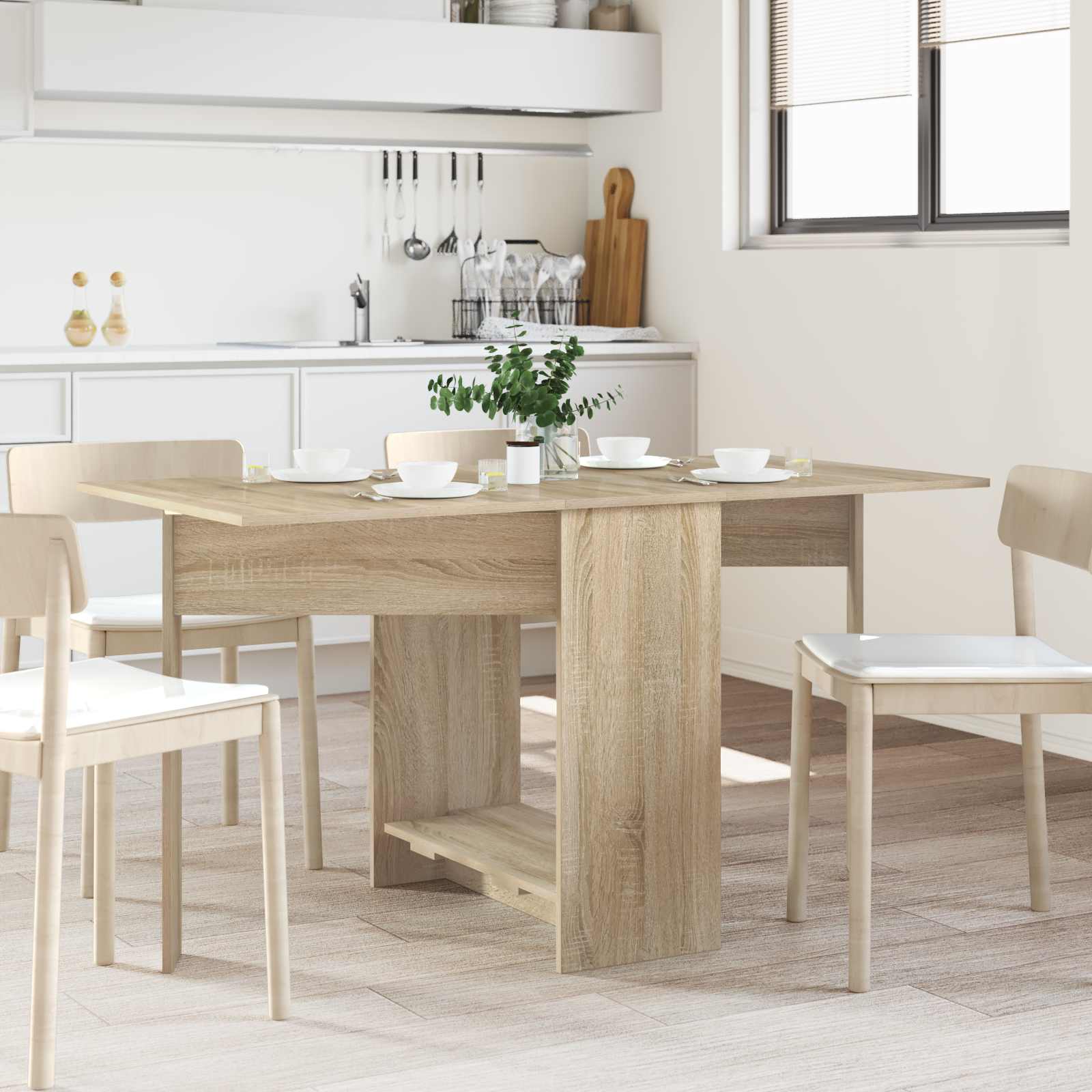 Image of Modern Dining Table Living Room Furniture Tables For Indoors Rectangular Dining Table Furniture Made Of Wood-based Materials Water-repellent Table Extendable Table Living Room Table Kitchen Table