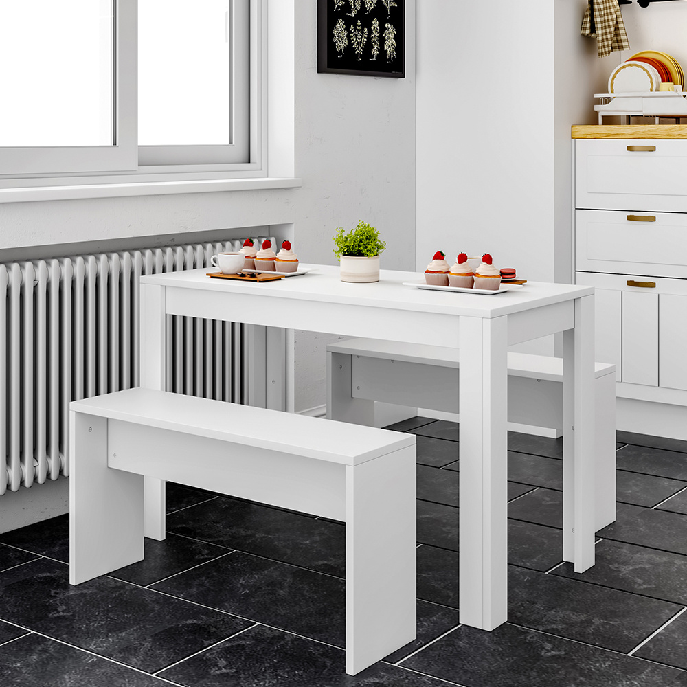 TEMU Saving Kitchen Dinette Table Furniture Set For 4 People Small Space 3 Pcs Breakfast Table And Benches Set Dining Table Set With 2 Chairs