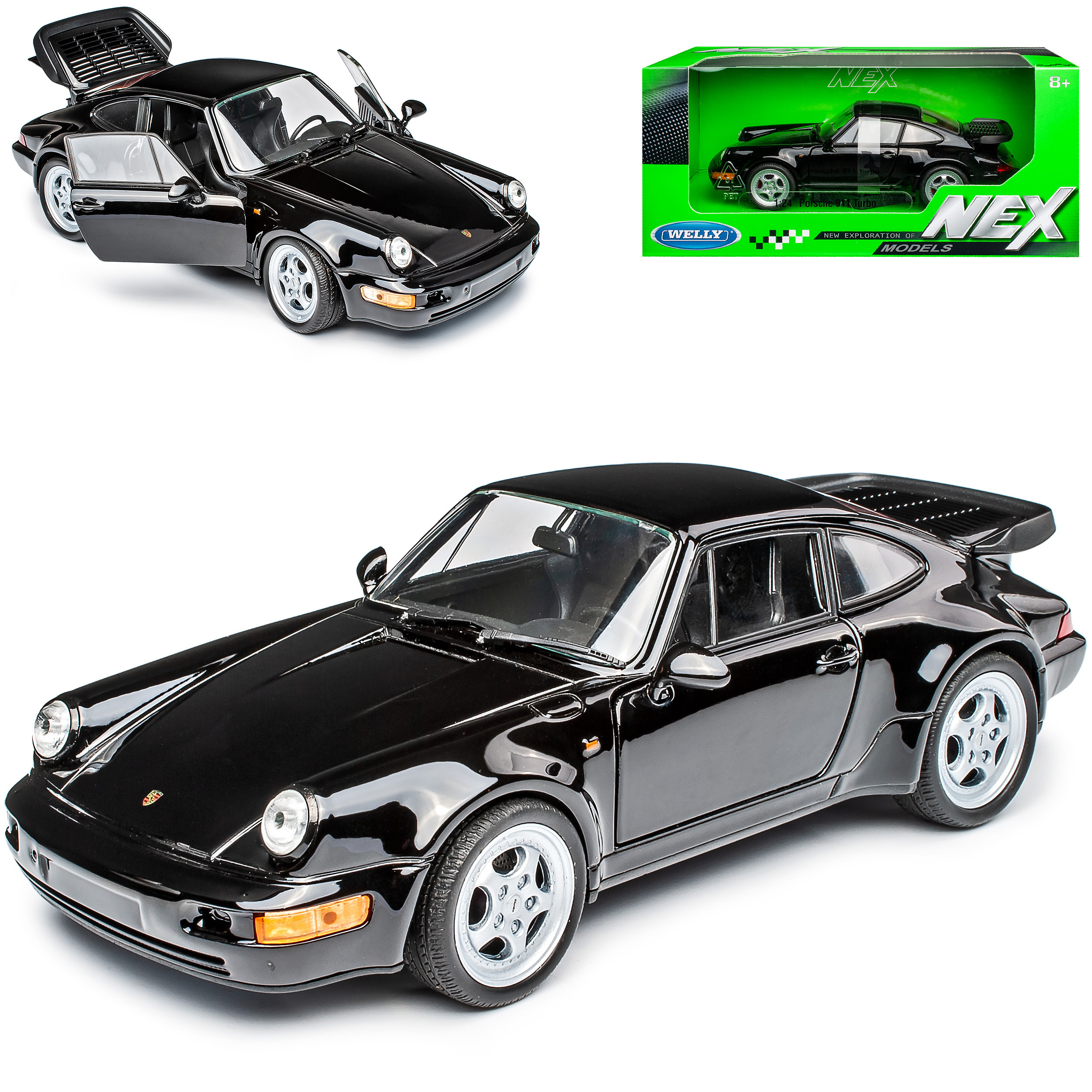 911 964 Turbo Coupe Black 1988-1994 1/24 Welly Model Car