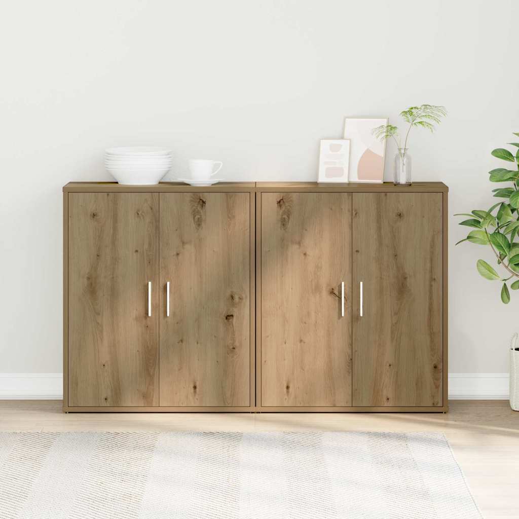 Vidaxl Sideboard 2pcs - Oak 60 X 31 X 70 Cm Wood, Stylish Storage, Practical Space, Modern Sideboard, Living Room Organizer, Clever Solution