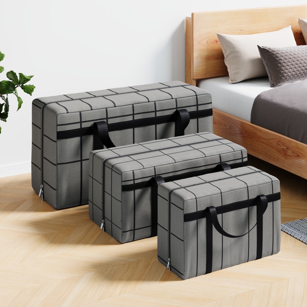 TEMU 3pcs Set Non-woven Thick Storage Bags, Large Capacity Travel Luggage Bags, Handheld Organizer Bags, Home Closet Clothing Quilts Storage Bags For