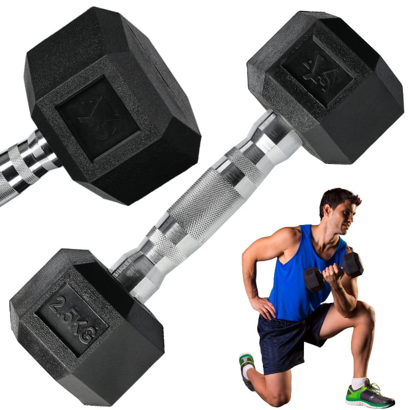 TEMU Manubrio in acciaio HEX con rivestimento in gomma - 2,5 kg (1 pezzo)