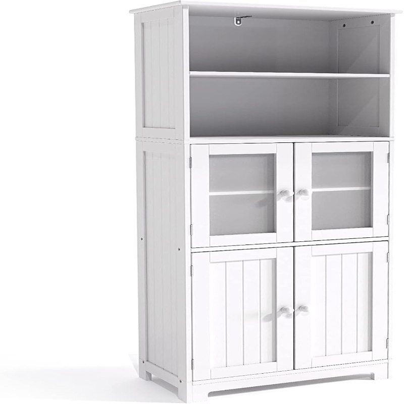 Image of Bathroom Storage Cabinet, Narrow Storage Cabinet With And 2 Shelves, Tall Cabinet With Wall Mounting Or Floor-standing Feet, White, For Wc, Living Room, Kitchen, Hallway, 60 X 30 X 163 Cm