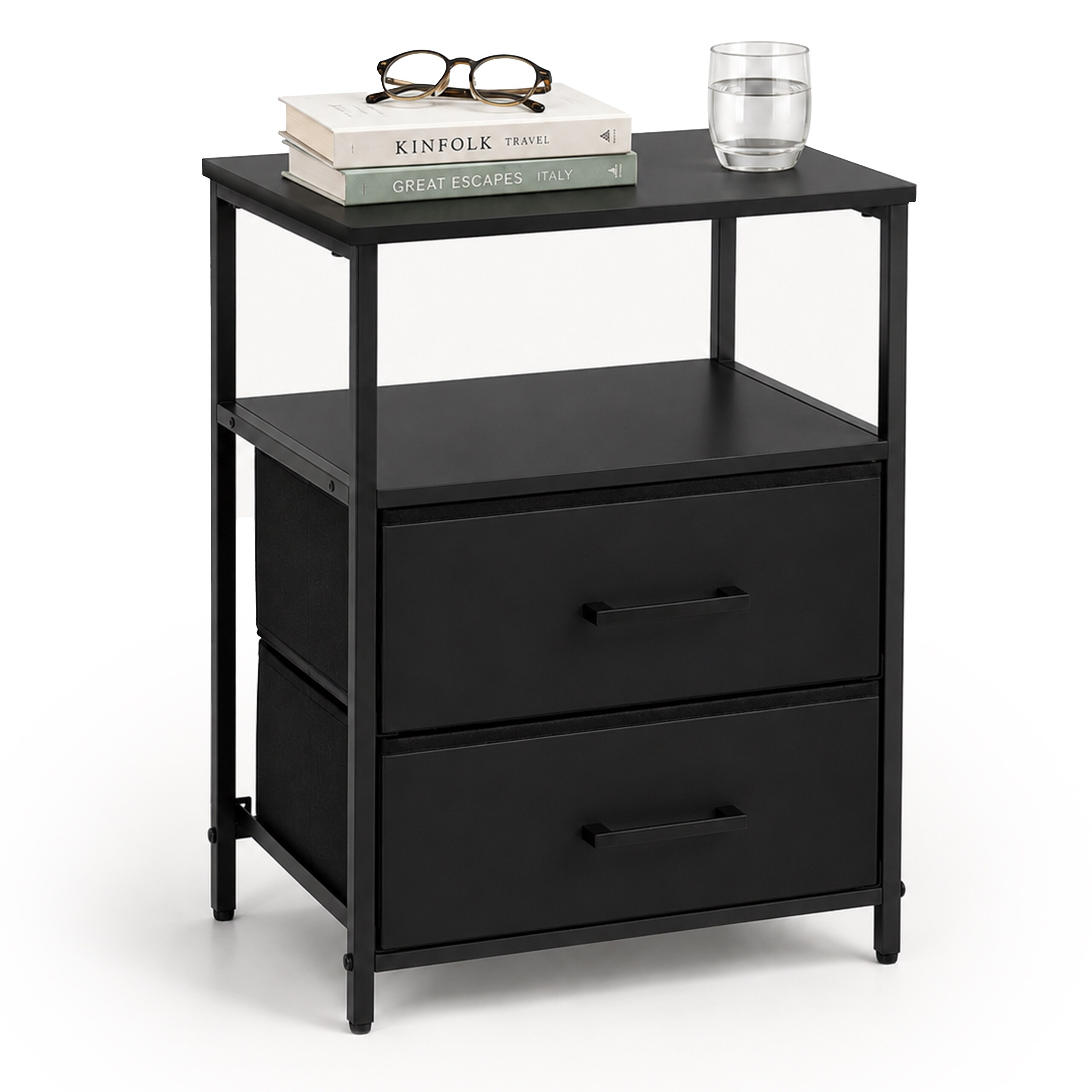 Image of Nightstand In Black - (w)38 X (h)61 X (d)28 Cm