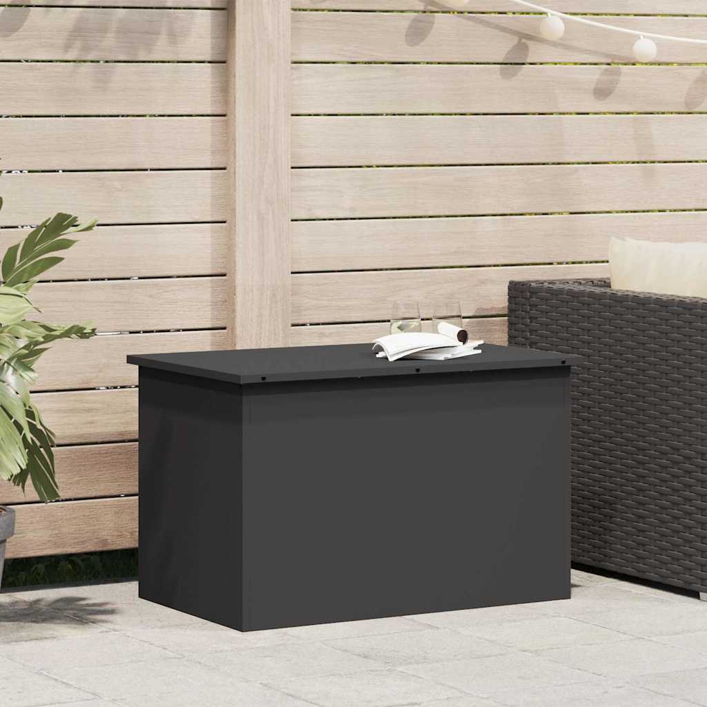   Outdoor Storage Cabinet 80 X 50.5 X 50 Cm in Black,   with Gas Lift, Matte Surface, Weather-Resistant, Rust-Proof, in Industrial Style, Rectangular Shape,  , Smooth Texture for The Garden