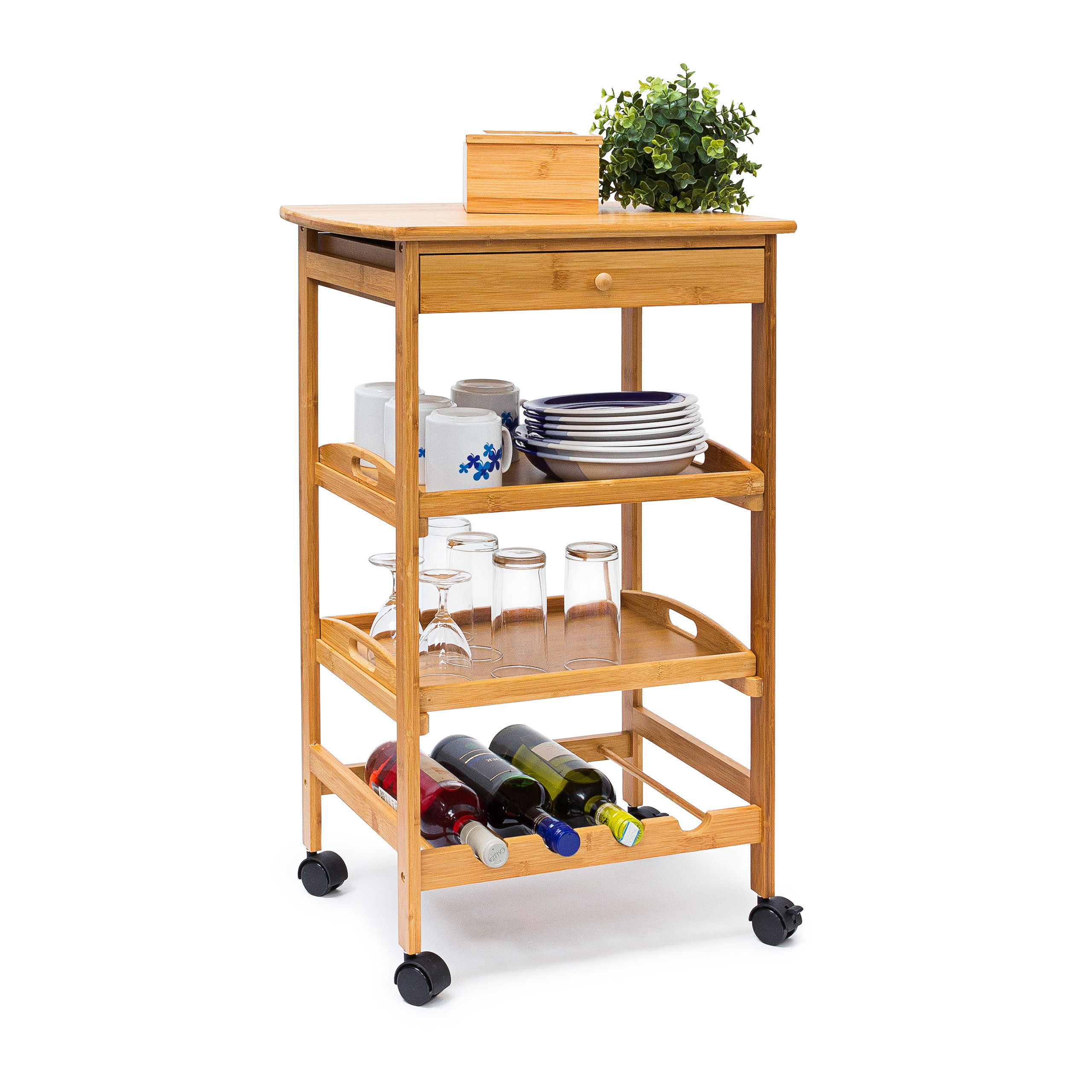 Kitchen Roll Cart In Natural - (w)50 X (h)80.5 X (d)37 Cm
