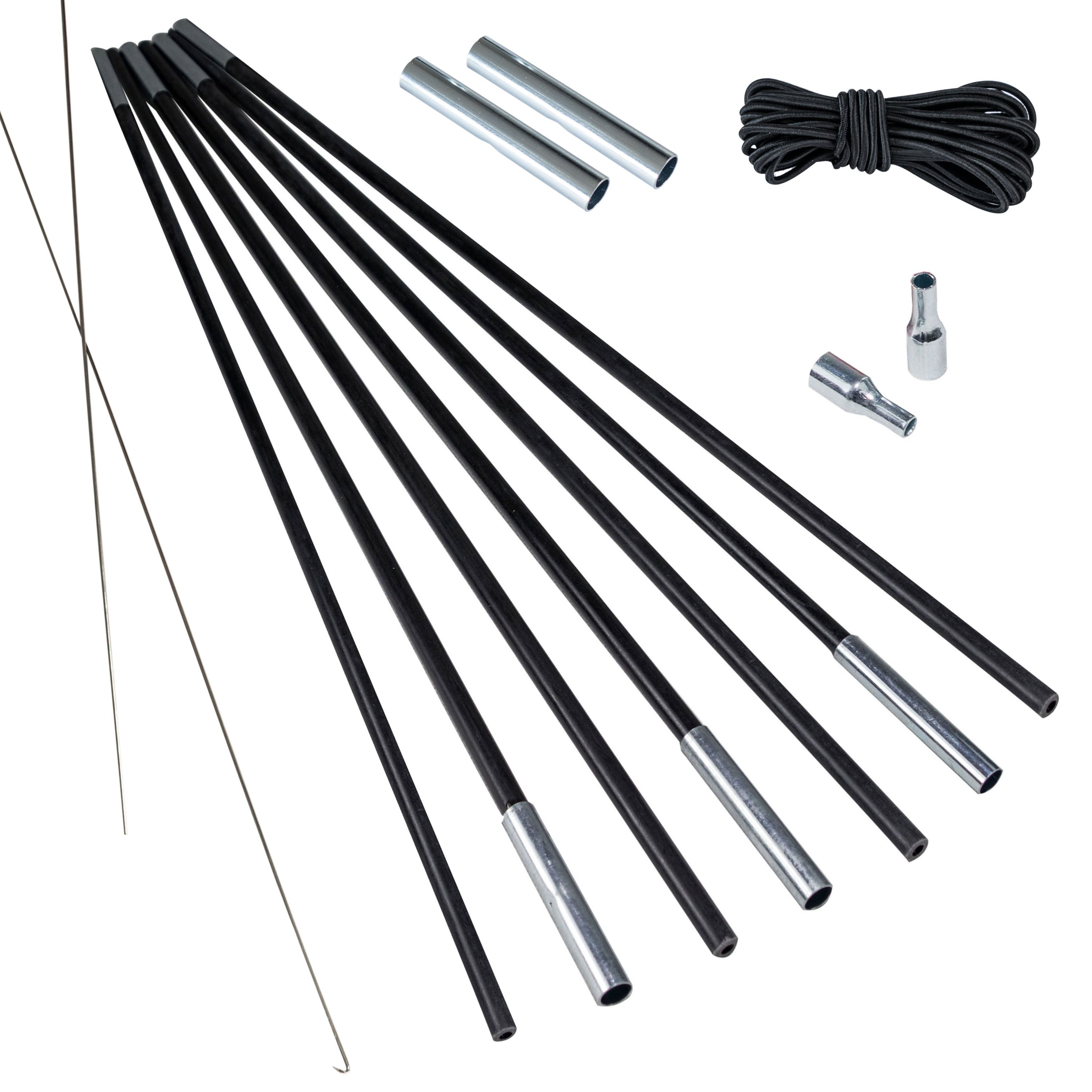 Image of Fiberglass Tent Pole Ø 11 Mm - 400 Cm Consisting Of 7 - With Rubber Strap And Threading Aid Tent Pole Tent Rods - Replacement Rods For Tents, Shorten Able - Bending 120 Cm
