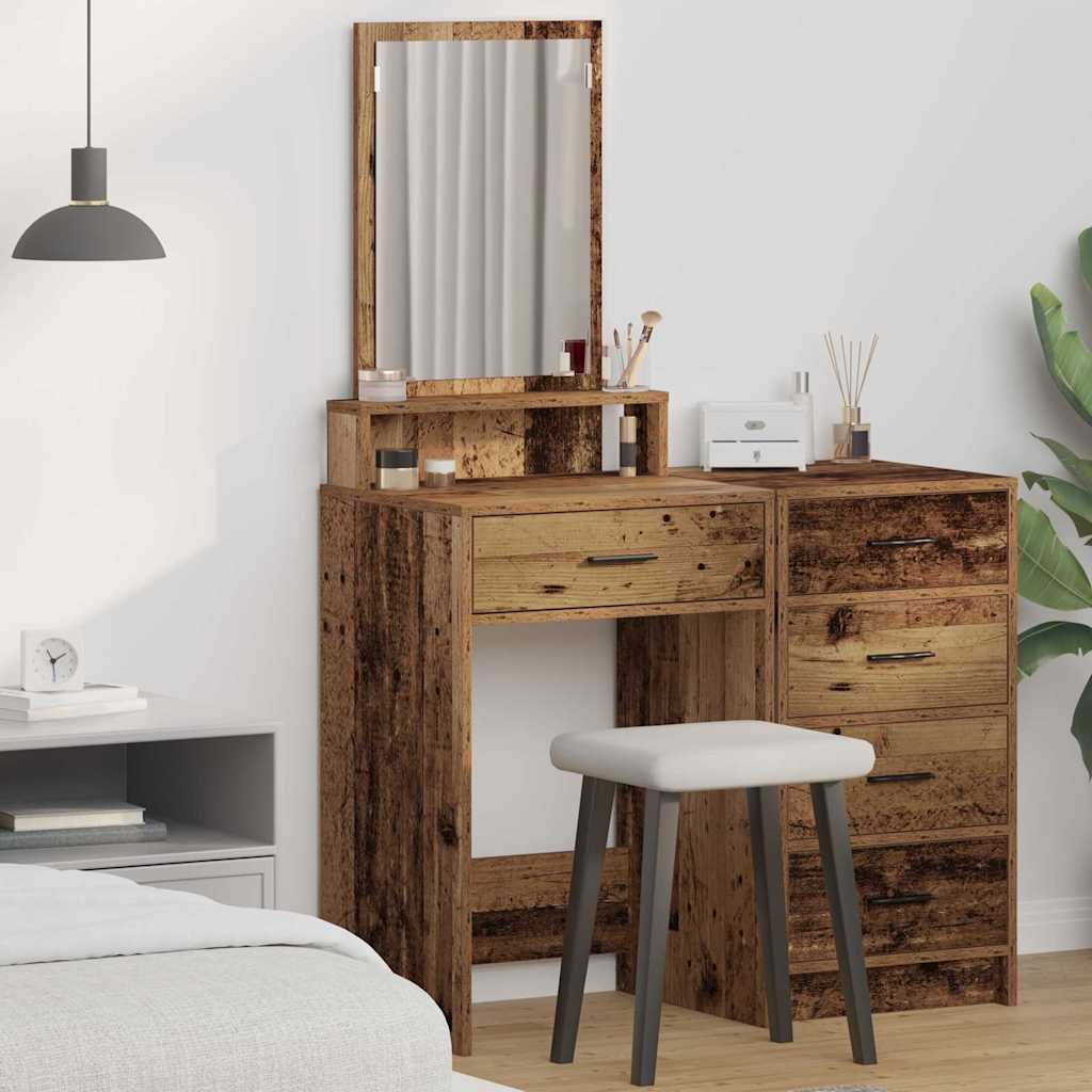 Image of Vidaxl Vanity Table With Shelf, Wood, 50 X 41 X 140 Cm, Wood-based Material, Modern Bedroom Storage, Cool Dressing Room, Rectangular Vanity Table, Durable Piece Of Furniture