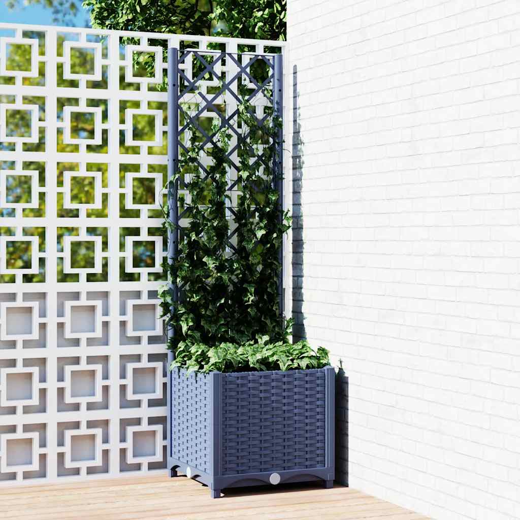 Vidaxl Garden Planter With Trellis, Raised Bed Flower Box, Outdoor Planter, Polypropylene Planter