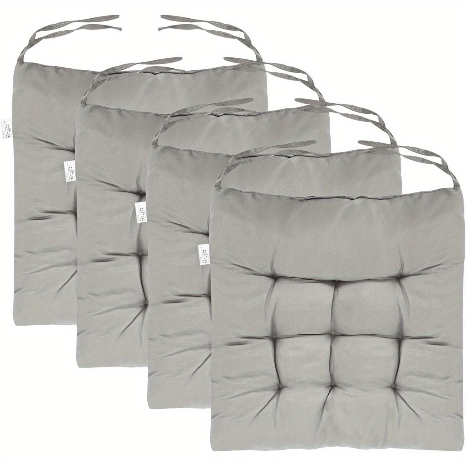 E-shop 4er-Set Sitzkissen mit Bändern. Bequemes 40x40 cm Stuhlkissen für Gartenstühle, Esszimmerstühle, Balkonmöbel. Atmungsaktiver Bezug