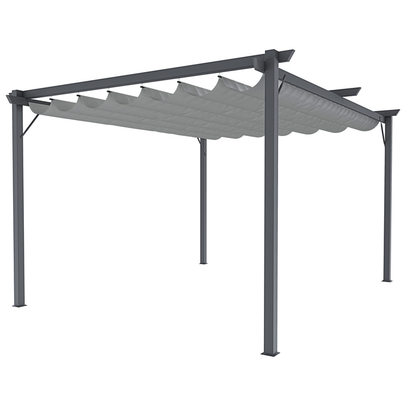 TEMU Pergola Da Giardino Con Telo Retrattile Impermeabile Gazebo Esterno In Acciaio Resistente Ai UV 3x4x2.3 m Grigio
