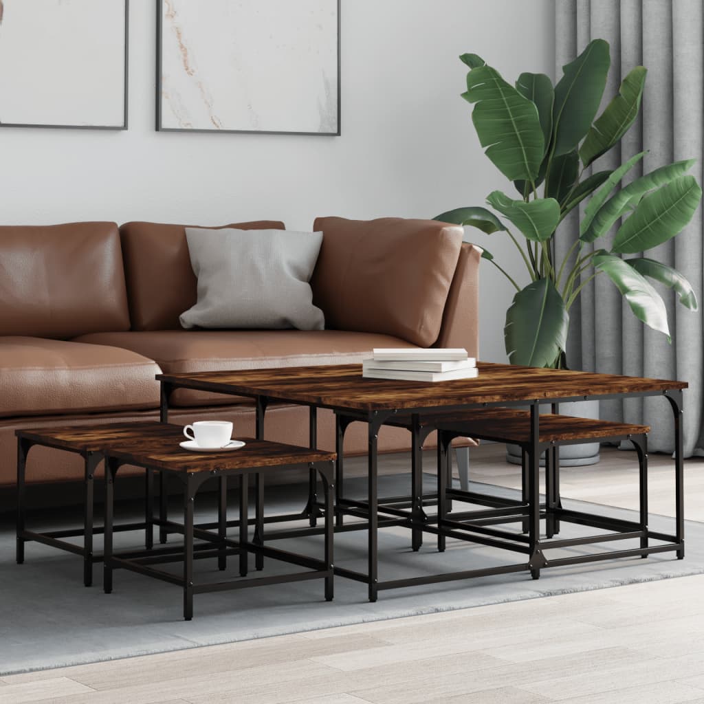 Vidaxl Set Of 5 Tables, Coffee Table, Side Table, Sofa Table, Wooden Material