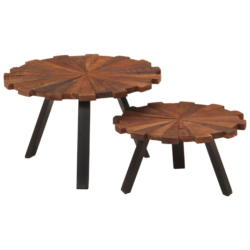 Image of Vidaxl Coffee Tables Set Of 2, Side Table With Storage Space, Living Room Table Set With Adjustable Legs, Sofa Table Coffee Table, Solid Iron
