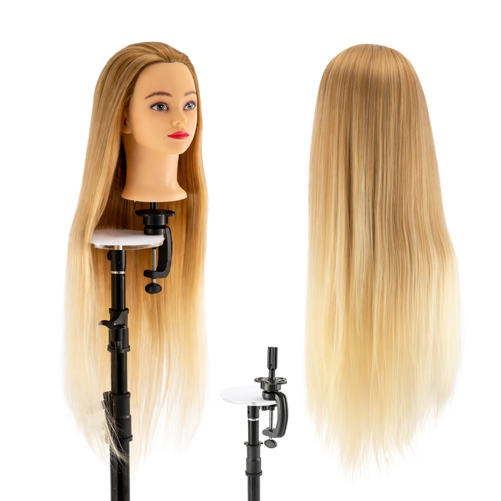 Image of 24 Inch Large Practice Head For Hairdressers, Styling Head Made Of Artificial Fiber, Hair Salon Head