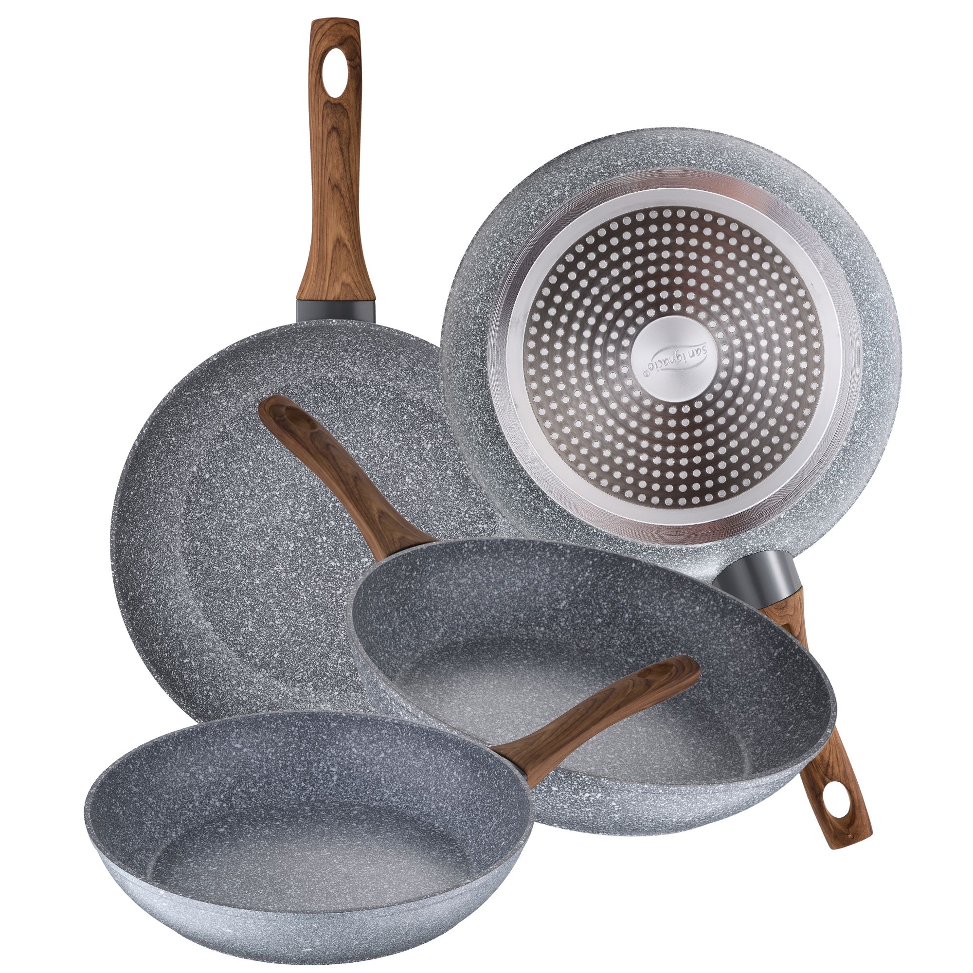 Image of A Set Of 4 Daimiel Aluminum Pans With Diameters Of 20, 24, 26, And 28 Cm, Suitable For Induction Cooktops.
