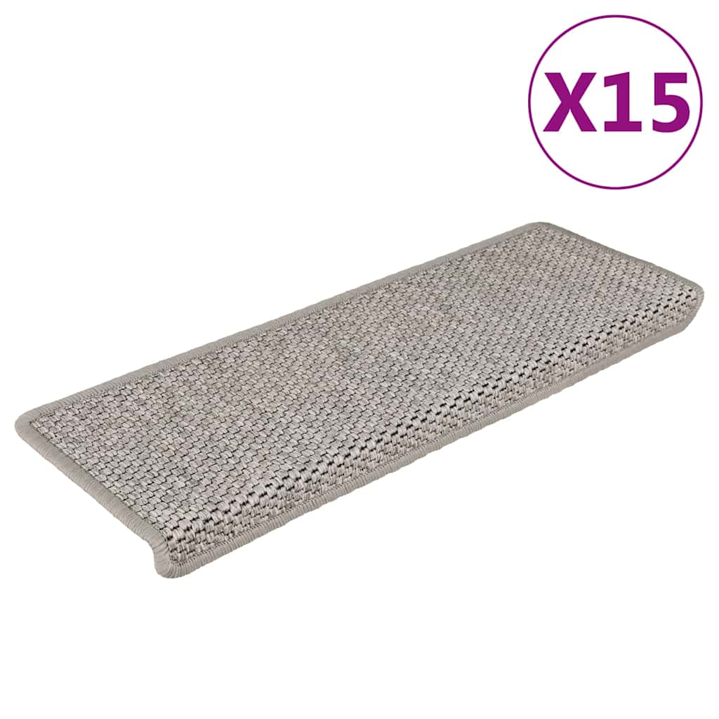 Image of Self-adhesive Step Mats, Sisal Look, 15 Pieces, 65x21x4 Cm