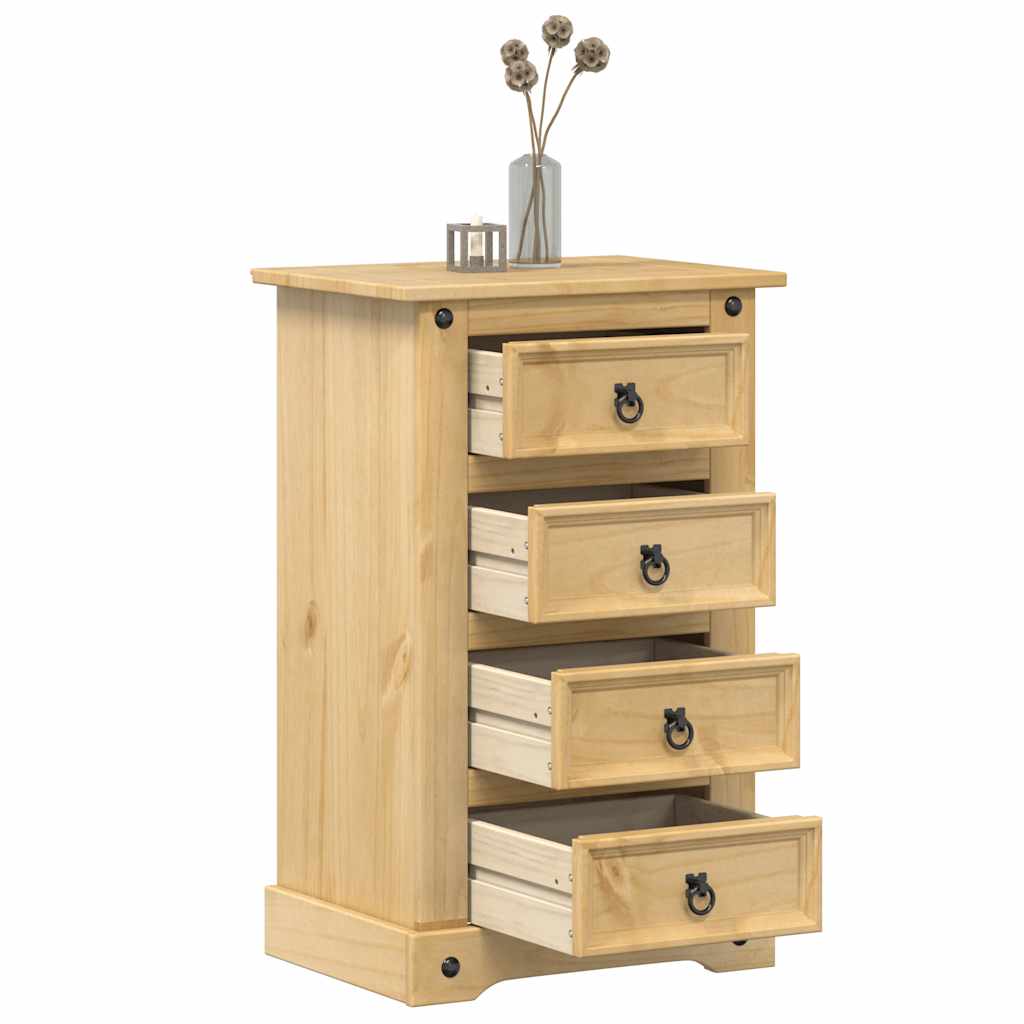 Image of Vidaxl Nightstand, Nightstand With 4 Drawers Metal Handles, Night Console Night Dresser For Bedroom, Side Table, Solid Wood Pine