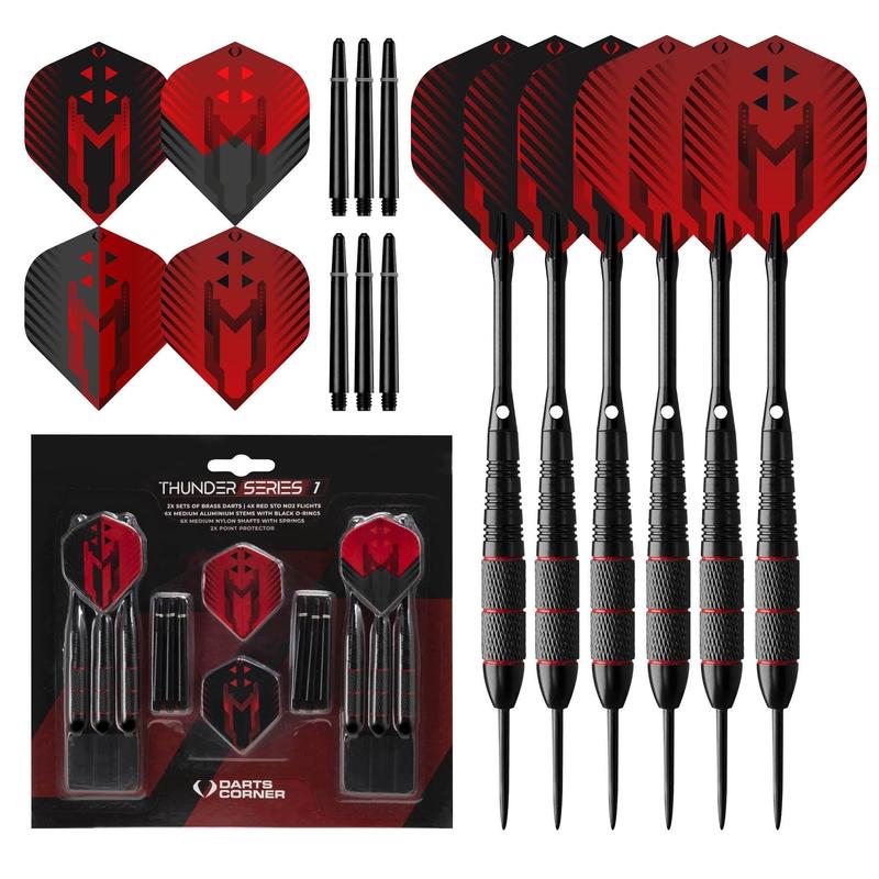 TEMU - Thunder Series 1 - Steel Tip Brass - 2 Sets Darts - M1 - Black & Red - 22g