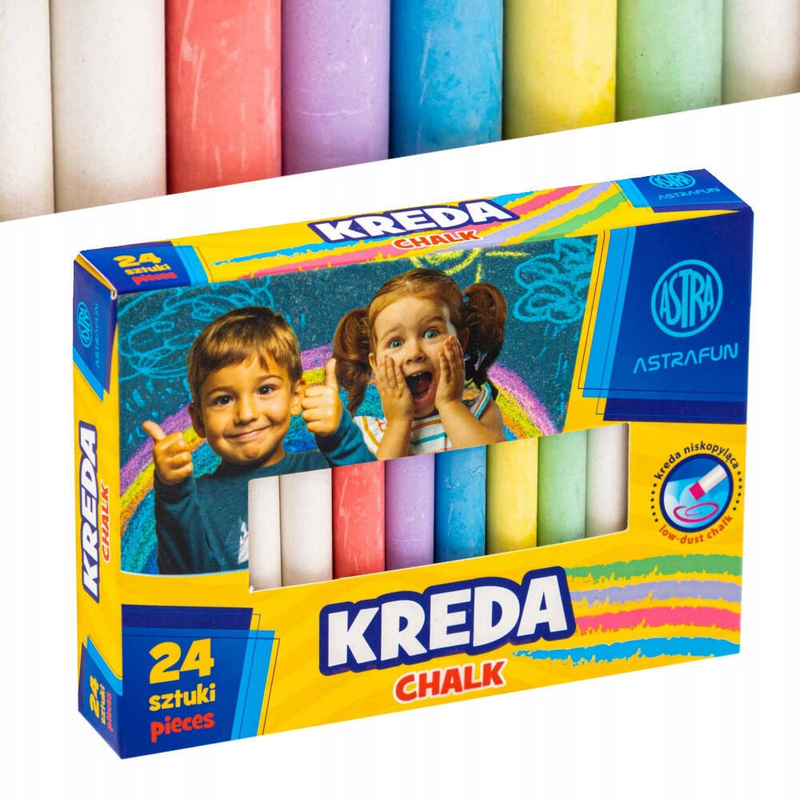 Image of 24-piece Set Of Low-dust Colored Chalk "