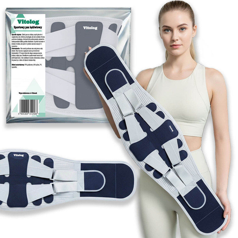 E-shop Lendenwirbelstützgürtel 120 cm Vitolog Stabilisierungs-XXL-Stütze für Wirbelsäulenorthese Lenden- mit 5 Fisbins Verstärkung des