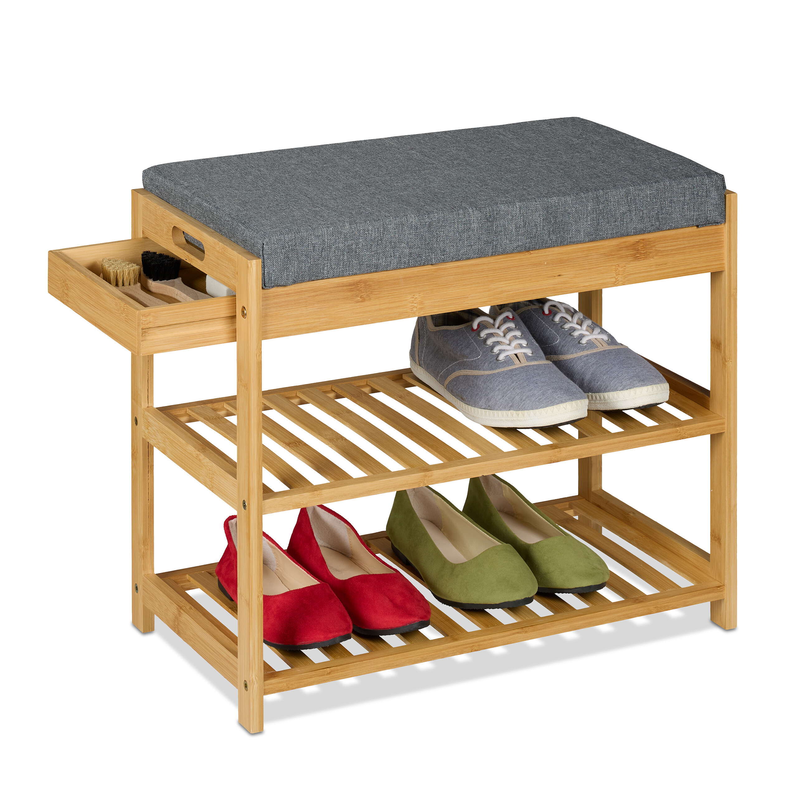 Shoe Bench In Natural/gray - (w)55 X (h)49 X (d)30 Cm