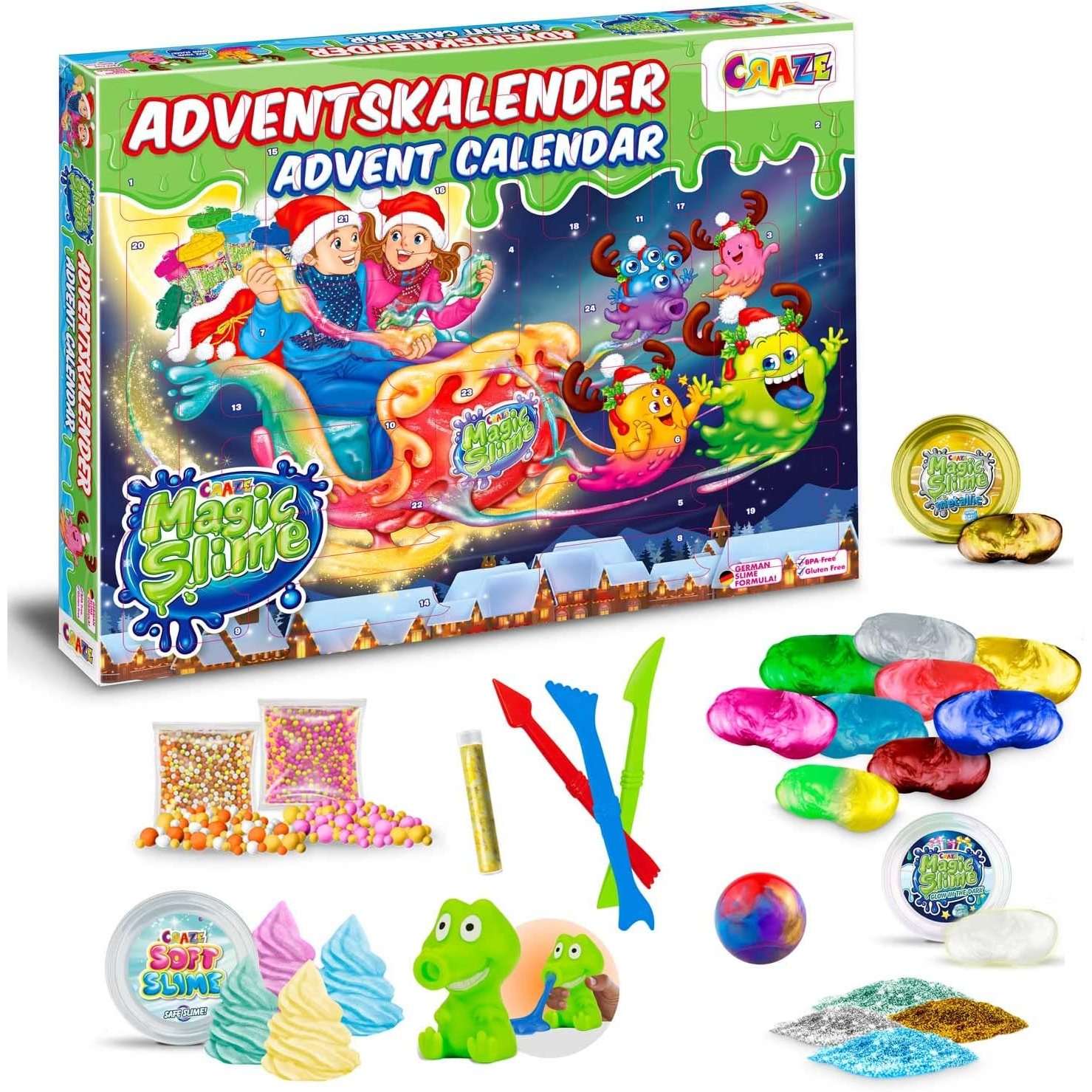 TEMU Adventskalender – 24 Überraschungen mit Schleim & Zubehör – Spielzeug Adventskalender für Kinder, Mädchen & Jungen