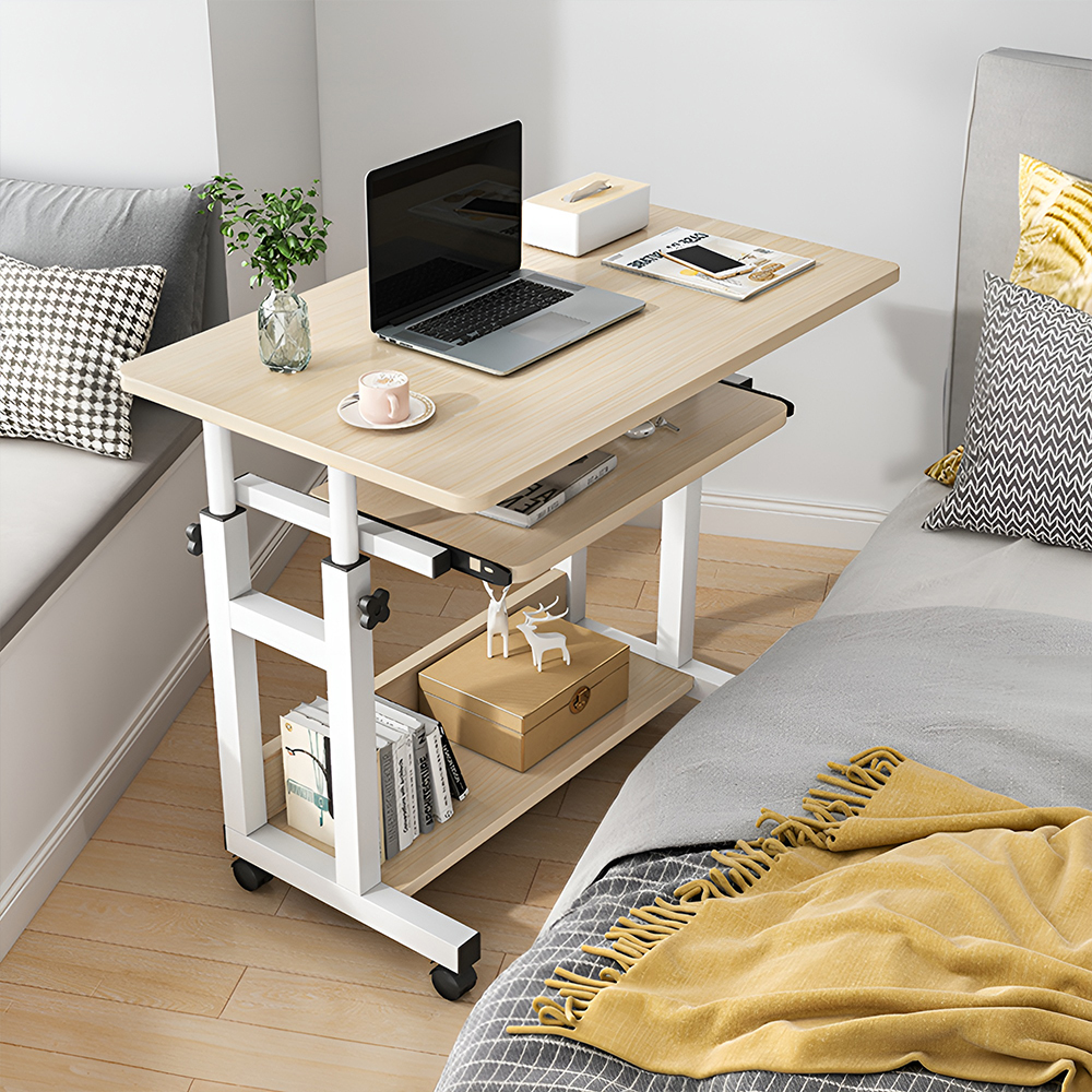 TEMU 1pc Professional Ergonomic Laptop Desk With Pull-out Keyboard Tray, Height Adjustable 69-85cm , Foldable Design For Bed/sofa/office,