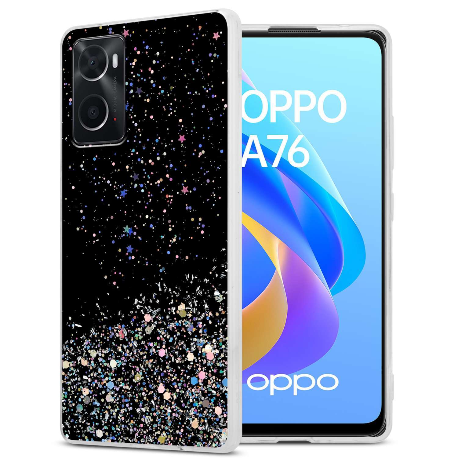 Image of Case Compatible With Oppo A36 / A76 / A96 4g / K10 4g / Realme 9i Protective Case Made Of Flexible Tpu Silicone With Sparkling Glitter Case Cover Mobile Phone Case