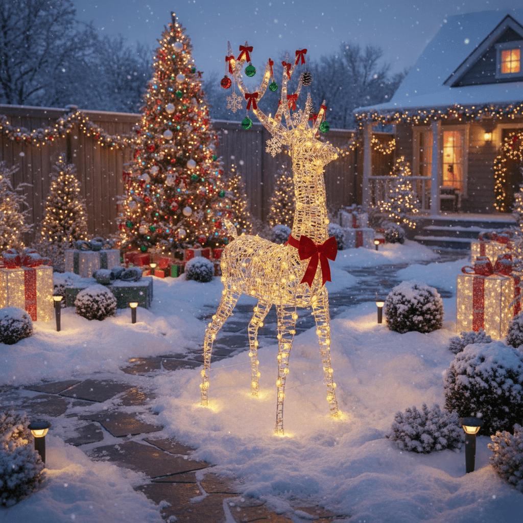1 Stuk Rendier Kerstdecoratie 180cm, Ideaal voor Kerstfeest Decoratie Binnen en Buiten