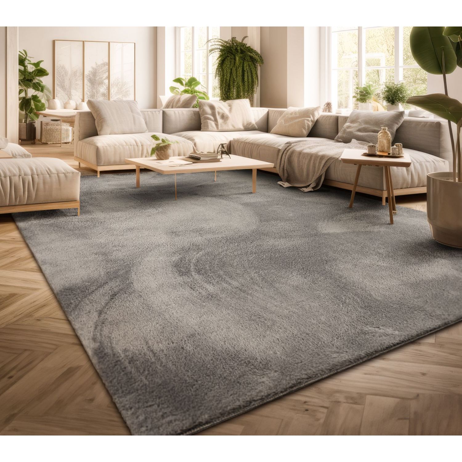 Living Room Short Pile Plain Modern Design Washable, Non Slip Stain Resistant Polyester Cloth