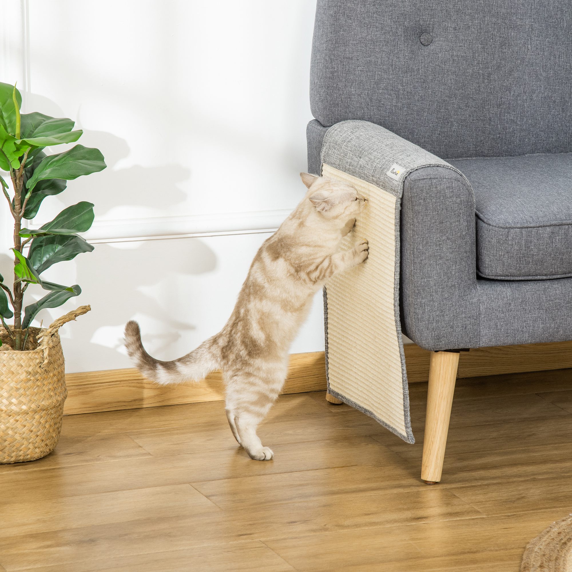 Image of 2-pack Scratch Mat Scratch Protection Sofa Sisal Scratching Carpet For Cat Armchair Couch Cat Scratch Mat Gray 130 X 45 X 0.3 Cm, Space-saving Design, Wear-resistant Sisal Base, Tailored For Cats