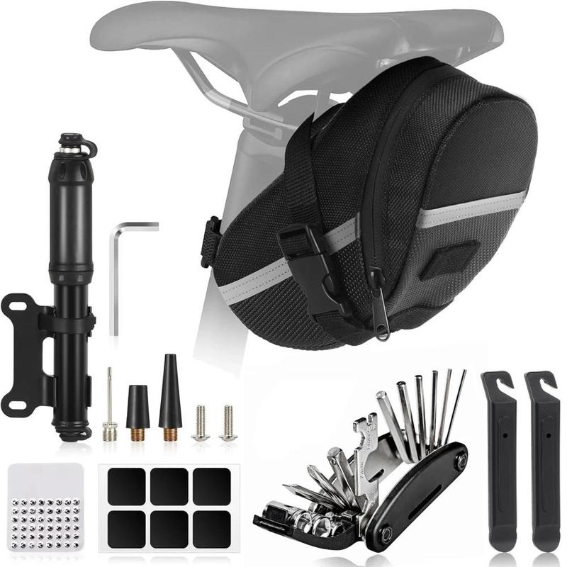 E-shop Multifunktionales Reparaturset Werkzeuge zur Fahrrads in einer praktischen Tasche, Schlüssel- und Flicken-Set für Fahrradreparatur