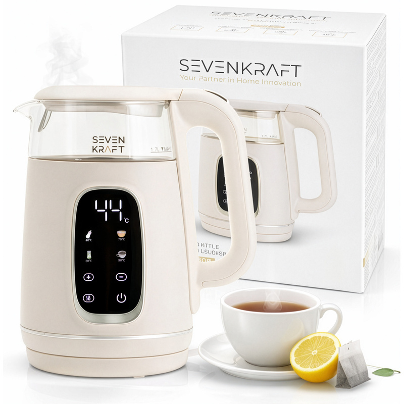 TEMU Bouilloire Électrique en Verre 1.7L avec de Température et Écran LED