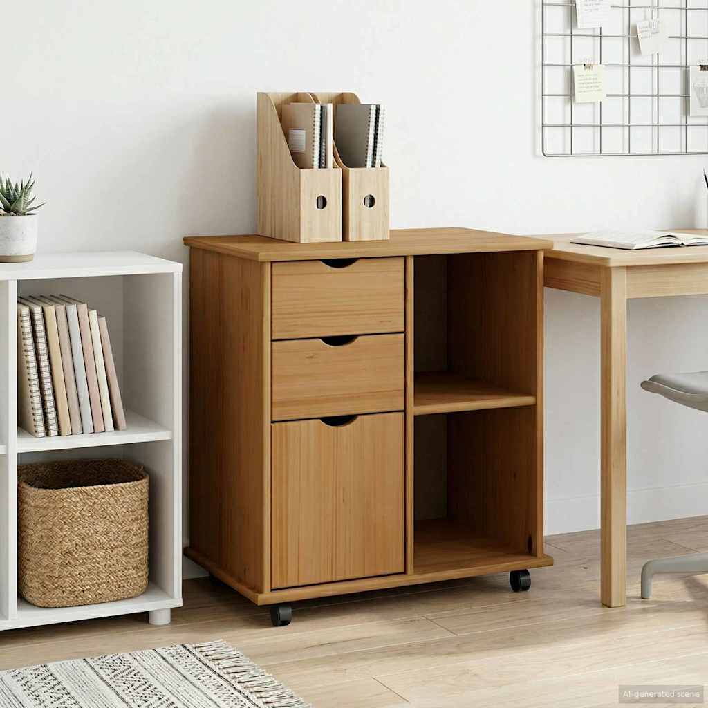 Image of Vidaxl Rolling Storage Cabinet, Office Storage Cabinet, Wooden Storage Cabinet, Living Room Cabinet, Bedroom Dresser, Multifunctional Cabinet, Home Organizer, Office Furniture