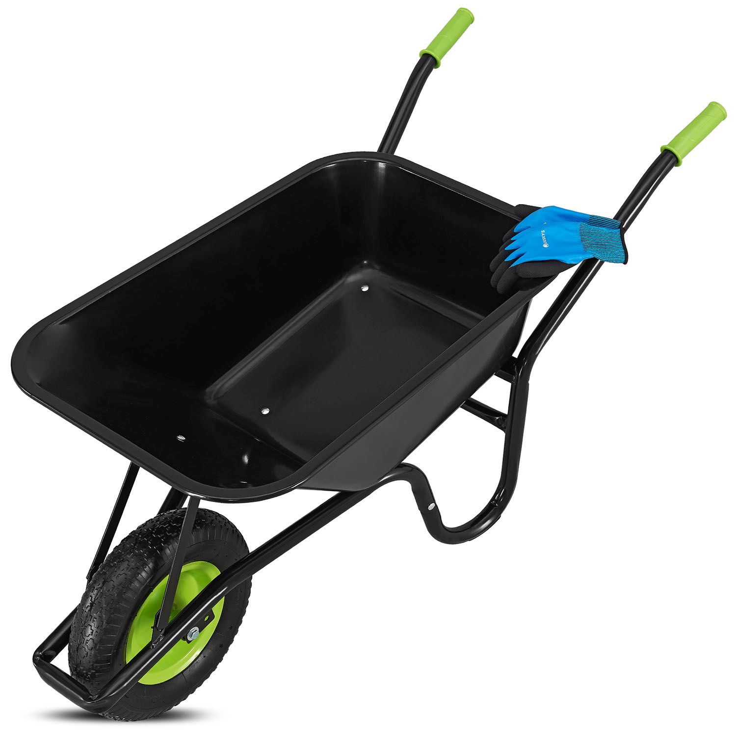TEMU Wheelbarrow Garden 100l With Gloves - Black