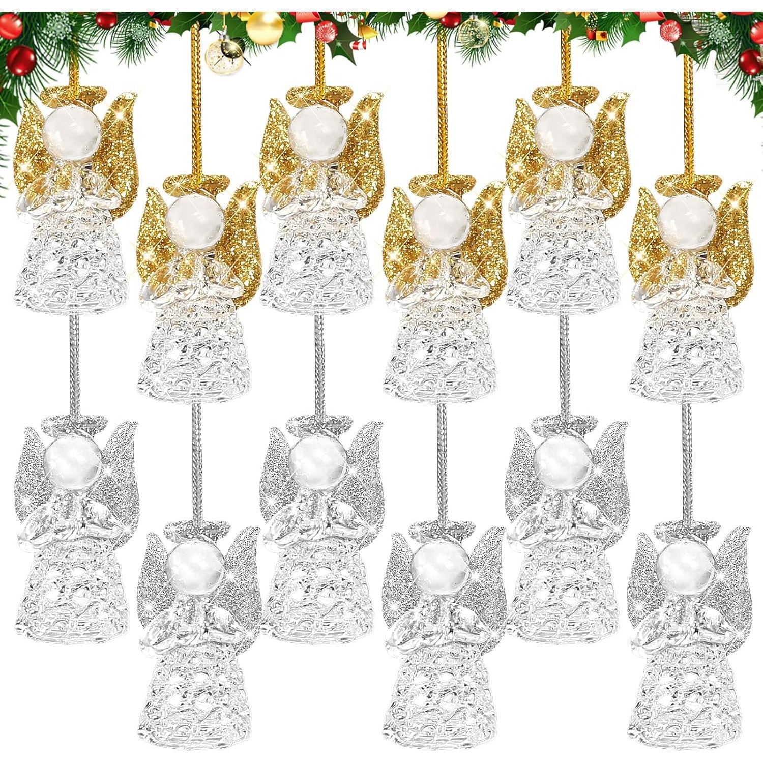 TEMU 12pcs Christmas Tree Hanging Protector Christmas Tree Decorations Glass Hanging Ornaments For Christmas Decor