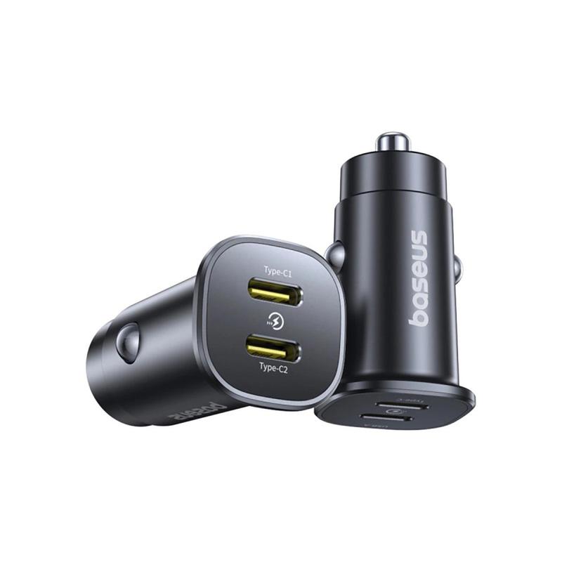 TEMU Car Charger Baseus 2x Usb-c 30w, Fast Charging, Black